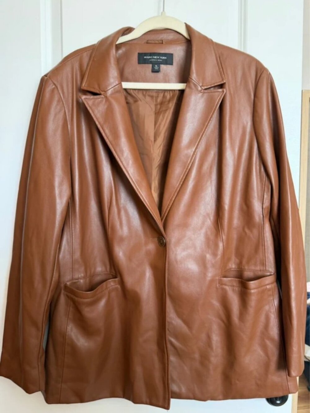 Marc New York Brown Faux Leather Blazer